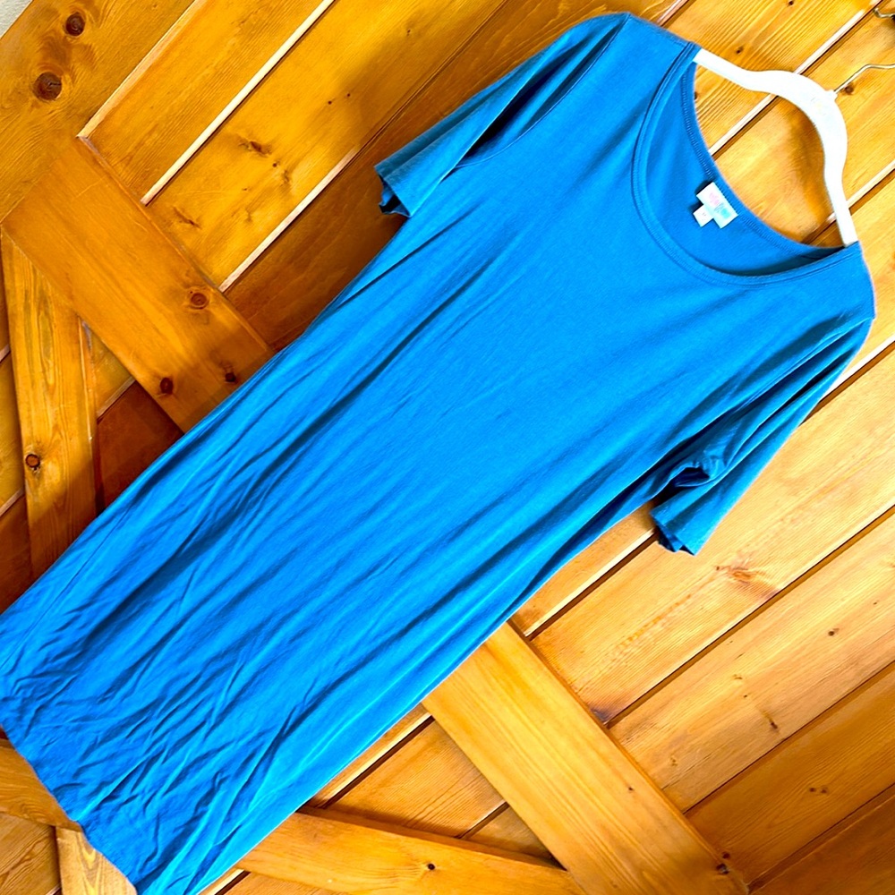 Lularoe T-shirt dress summer fun blue short sleeve Medium